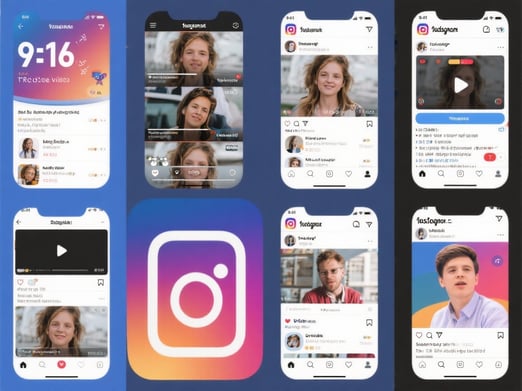 Comparison of 9:16 format video display effects across different social media platforms