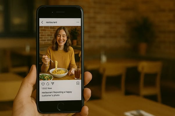 Local restaurant featuring customer photo on social media
