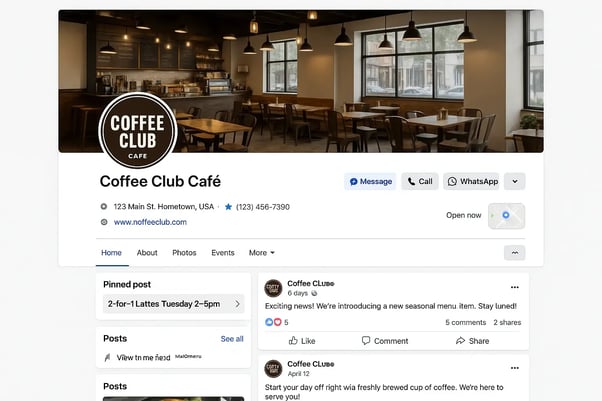 Example of complete Facebook Page profile ready for verification
