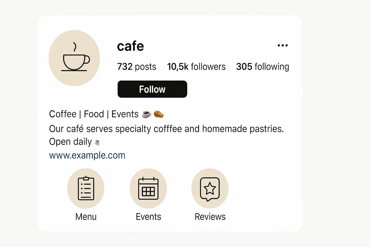 Instagram profile showing Story Highlights for quick answers.