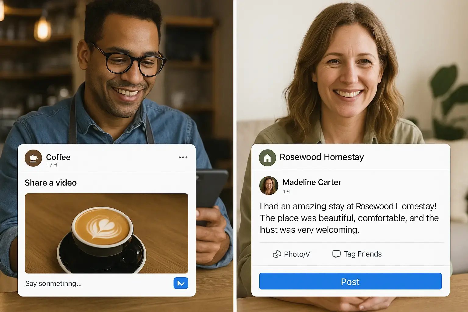 Examples of different social media content types for small businesses