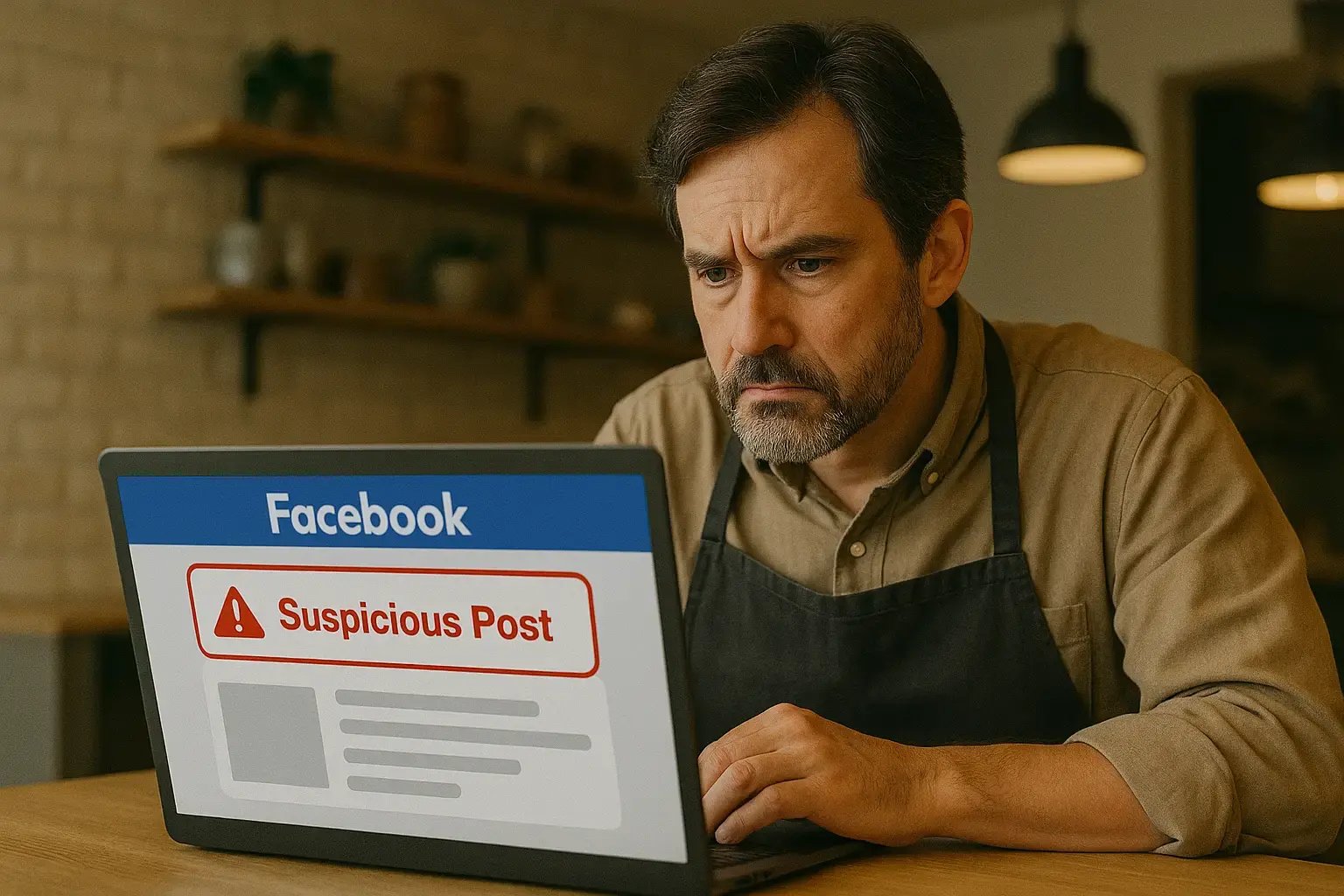 Business owner reviewing a harmful Facebook post