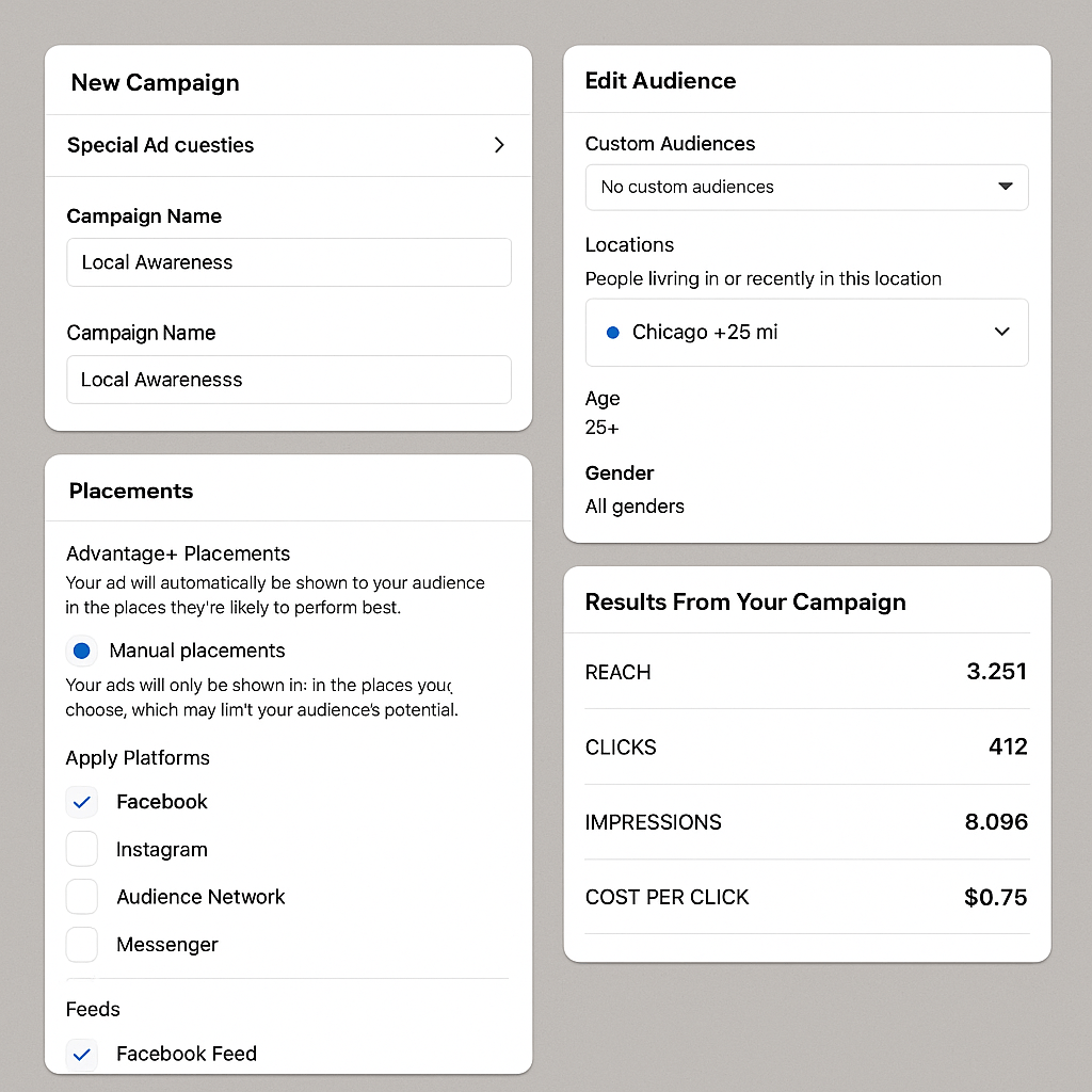 Examples of Facebook content marketing strategies focused on local community including neighborhood events, business partnerships, and seasonal promotions