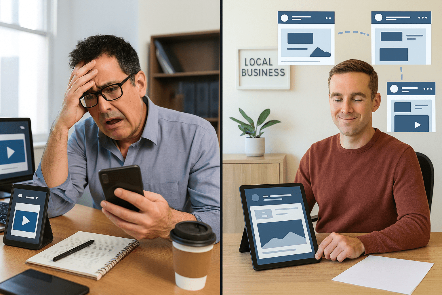 Analytics comparison showing improved social media engagement when local business optimizes posting schedule for their specific customer timing patterns
