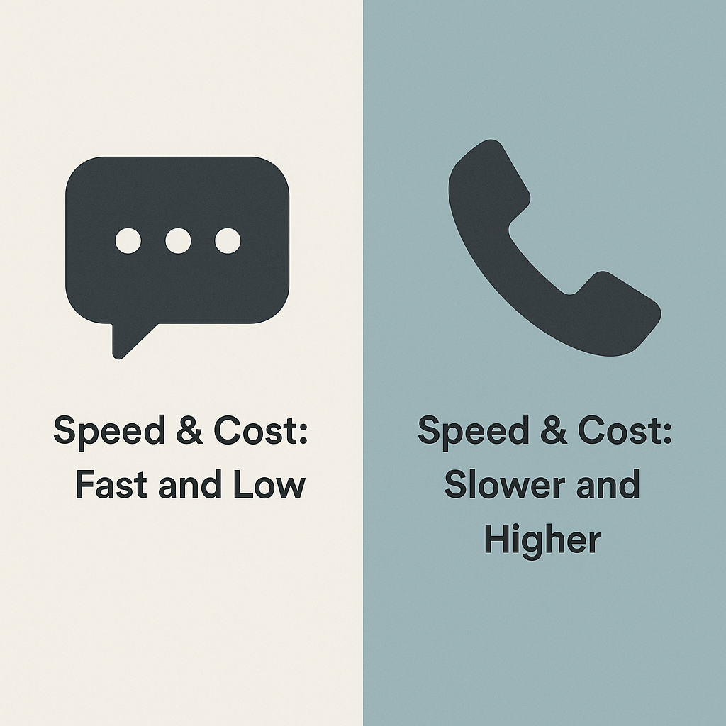 Social message vs phone call speed and cost
