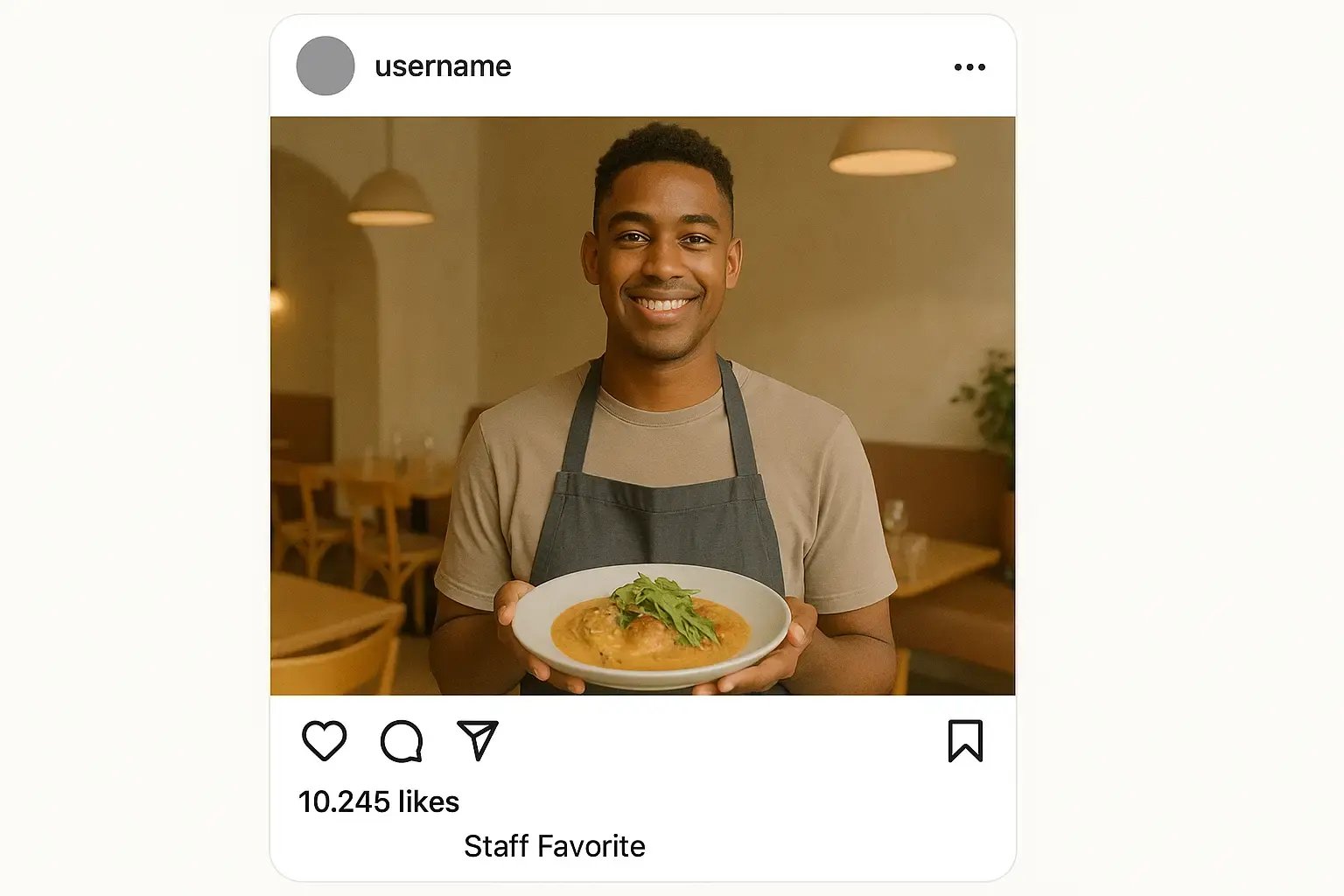 Restaurant Instagram post highlighting staff recommendation.