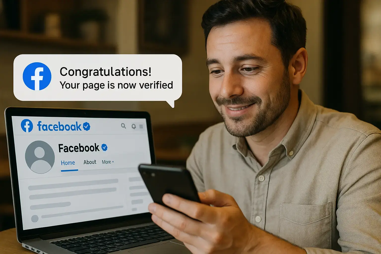 Facebook notification showing verification request update